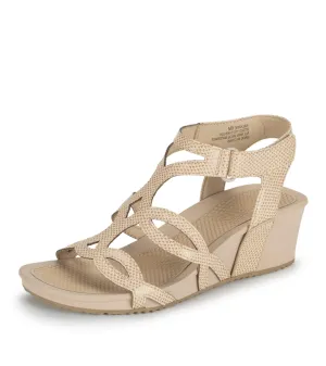 BareTraps Womens Raeanne Faux Leather Strappy Wedge Sandals Tan 9 Medium (B,M)