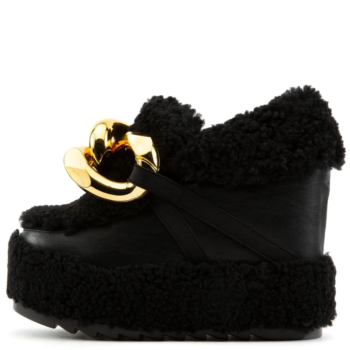 Black Haze Fur Wedge Shoes