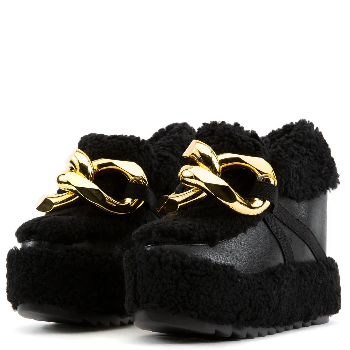 Black Haze Fur Wedge Shoes