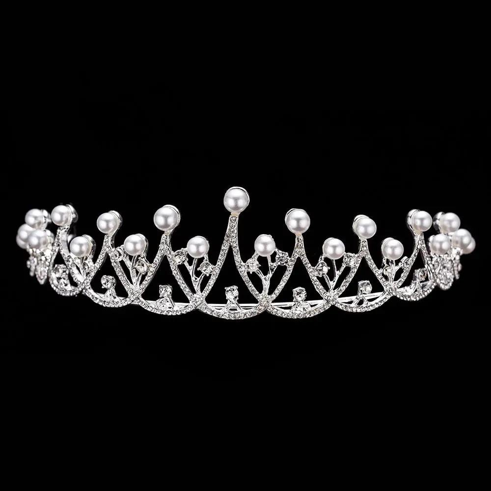 Bride Crystal Pearl Costume jewelery sets Rhinestone Choker Necklace Earrings Tiara Bridal Women Wedding Jewelry Set