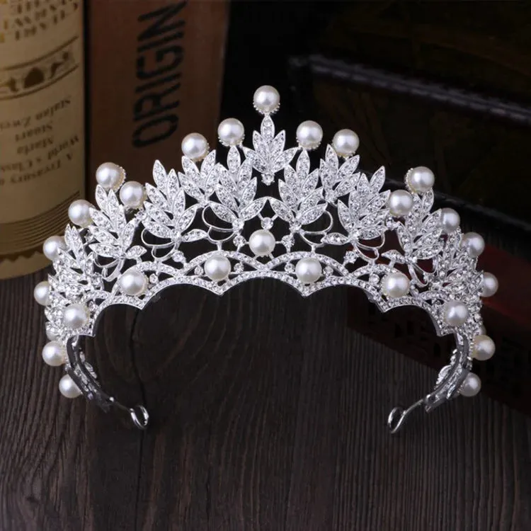 Bride Crystal Pearl Costume jewelery sets Rhinestone Choker Necklace Earrings Tiara Bridal Women Wedding Jewelry Set