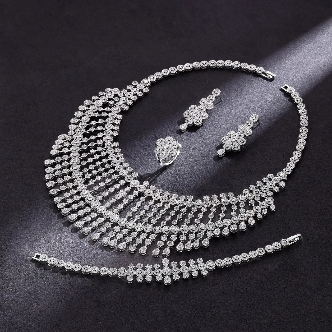 Bride Wedding Jewelry Set for Women Luxury Jewelry and Accessories Bride Elegant Necklace and Earring Set