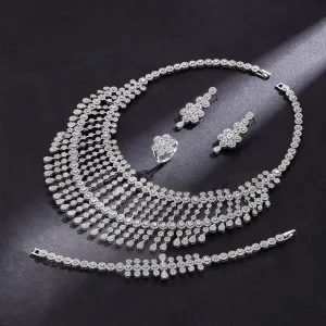 Bride Wedding Jewelry Set for Women Luxury Jewelry and Accessories Bride Elegant Necklace and Earring Set