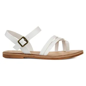 Brinley Co. Womens Strappy Ankle Wrap Sandal White, 6.5 Regular US