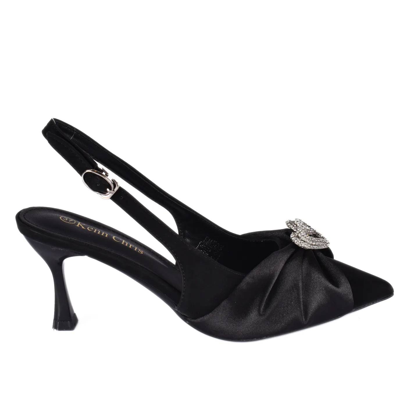 Buckle Closure Heeled Sandals With Decorative Accessory