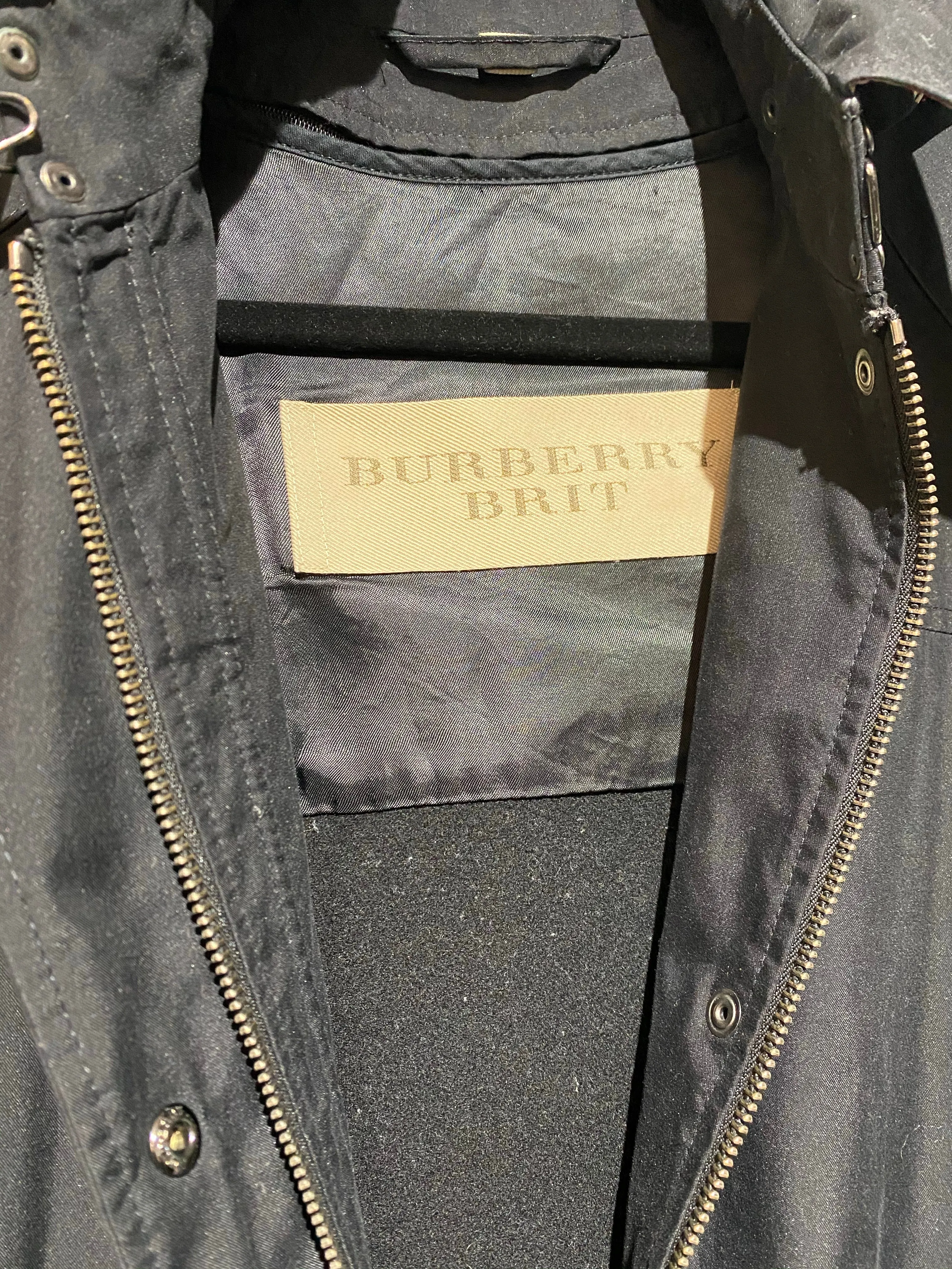 Burberry Brit Black Fleece Lined Hooded Raincoat