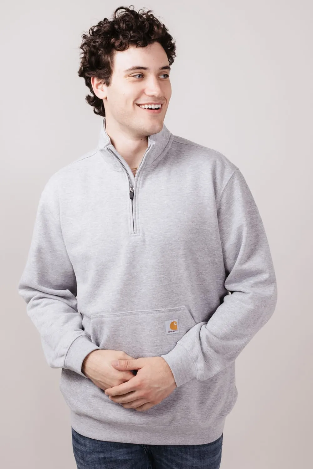 Carhartt Midweight Quarter Zip Sweatshirt for Men in Heather Grey | 105294-HGY-GREY