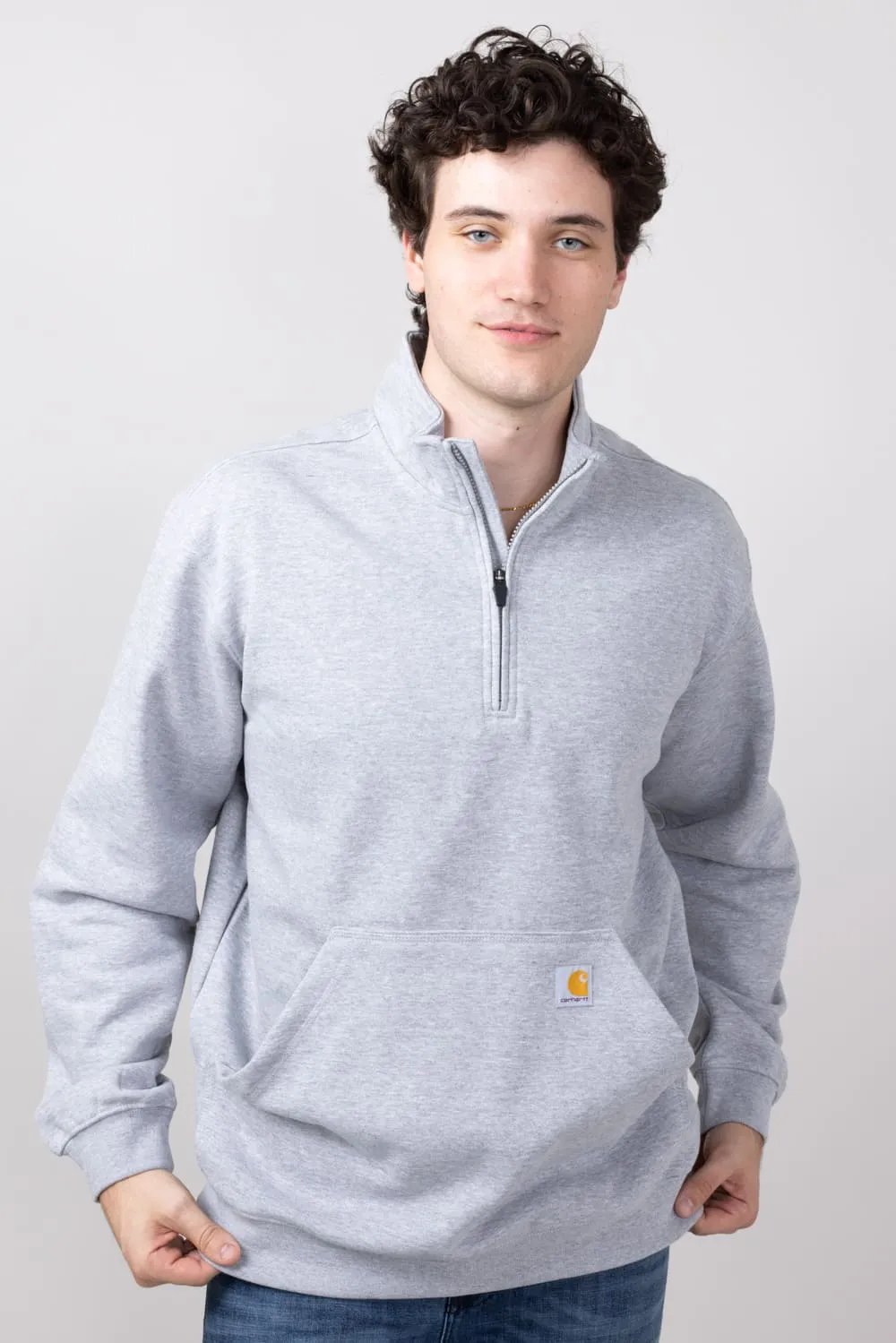 Carhartt Midweight Quarter Zip Sweatshirt for Men in Heather Grey | 105294-HGY-GREY