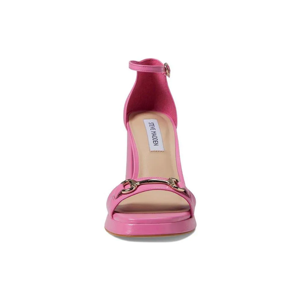 Cienna Pink Leather Metal Detail Heeled Sandals