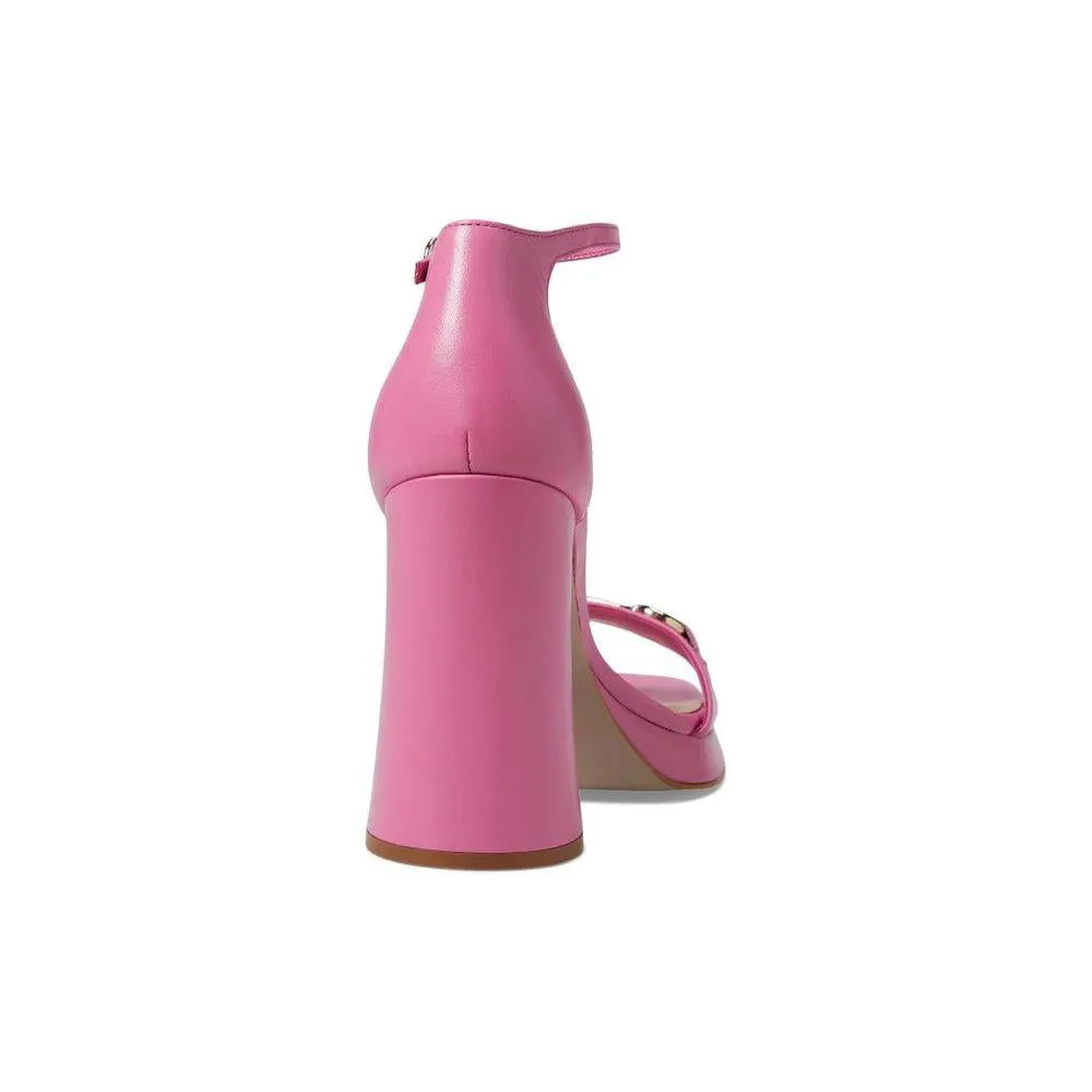 Cienna Pink Leather Metal Detail Heeled Sandals