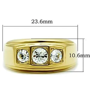 CJG1408 Wholesale Gold Plated Stainless Steel Men's CZ Wedding Band