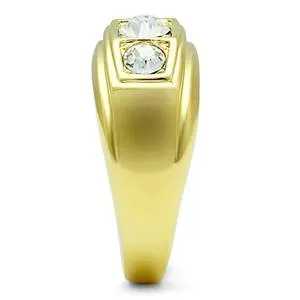 CJG1408 Wholesale Gold Plated Stainless Steel Men's CZ Wedding Band