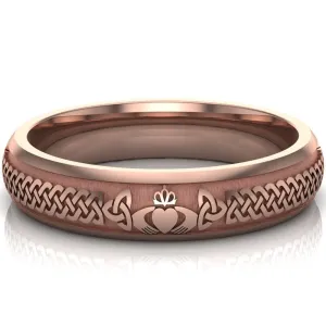 Claddagh Wedding Ring UCL1-14R5M - 10K/14K/18K Rose Gold