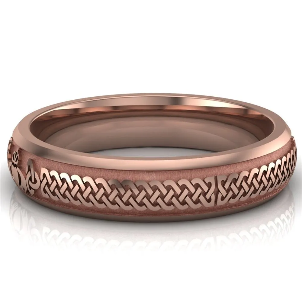 Claddagh Wedding Ring UCL1-14R5M - 10K/14K/18K Rose Gold