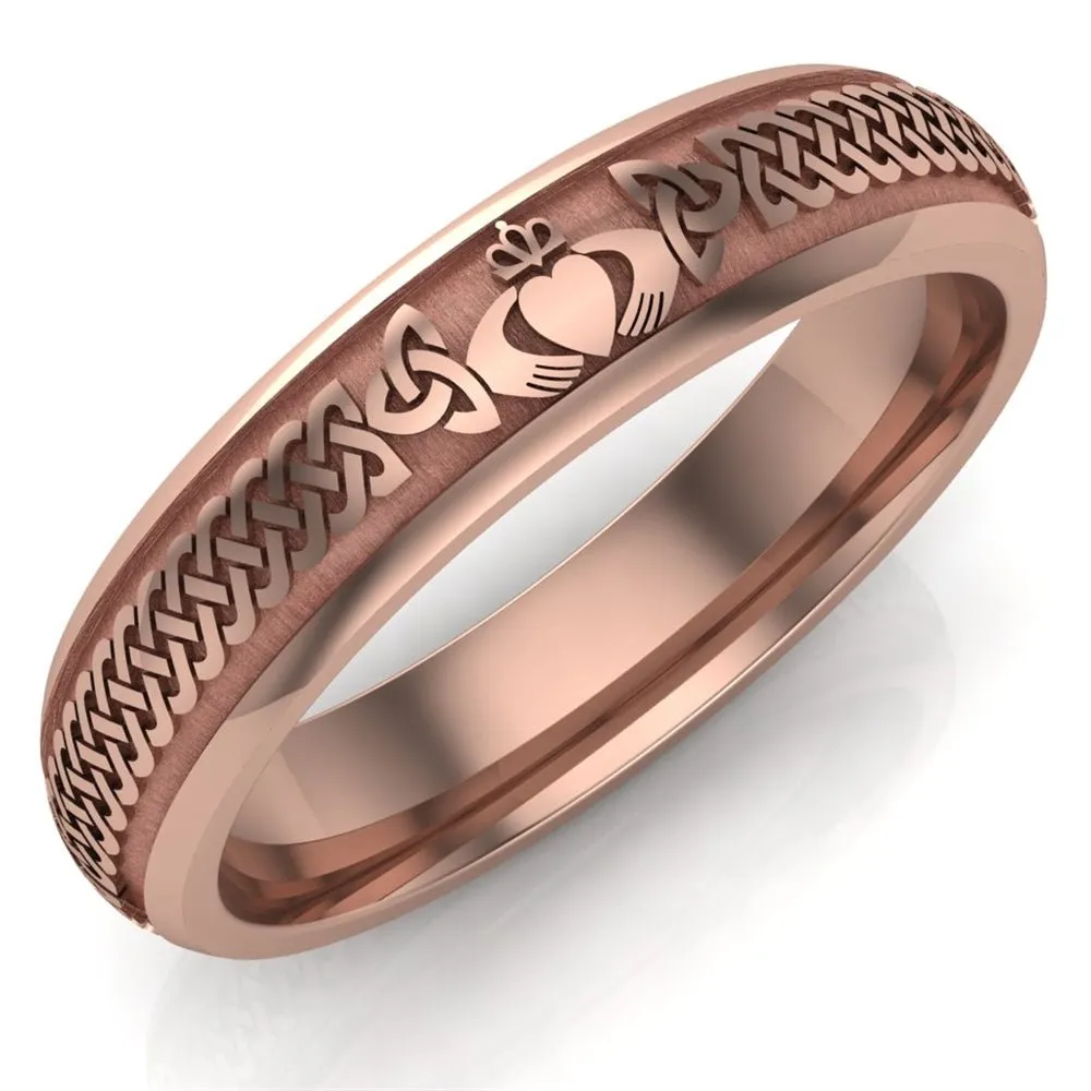 Claddagh Wedding Ring UCL1-14R5M - 10K/14K/18K Rose Gold