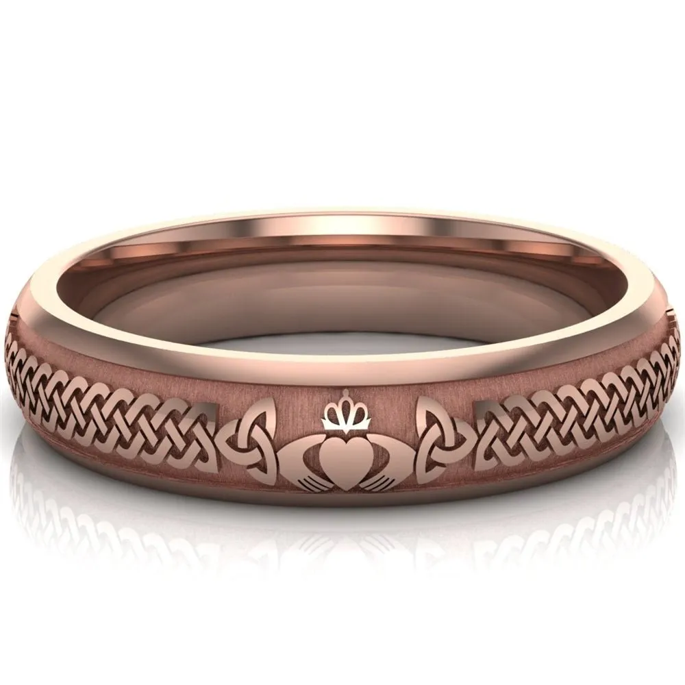 Claddagh Wedding Ring UCL1-14R5M - 10K/14K/18K Rose Gold