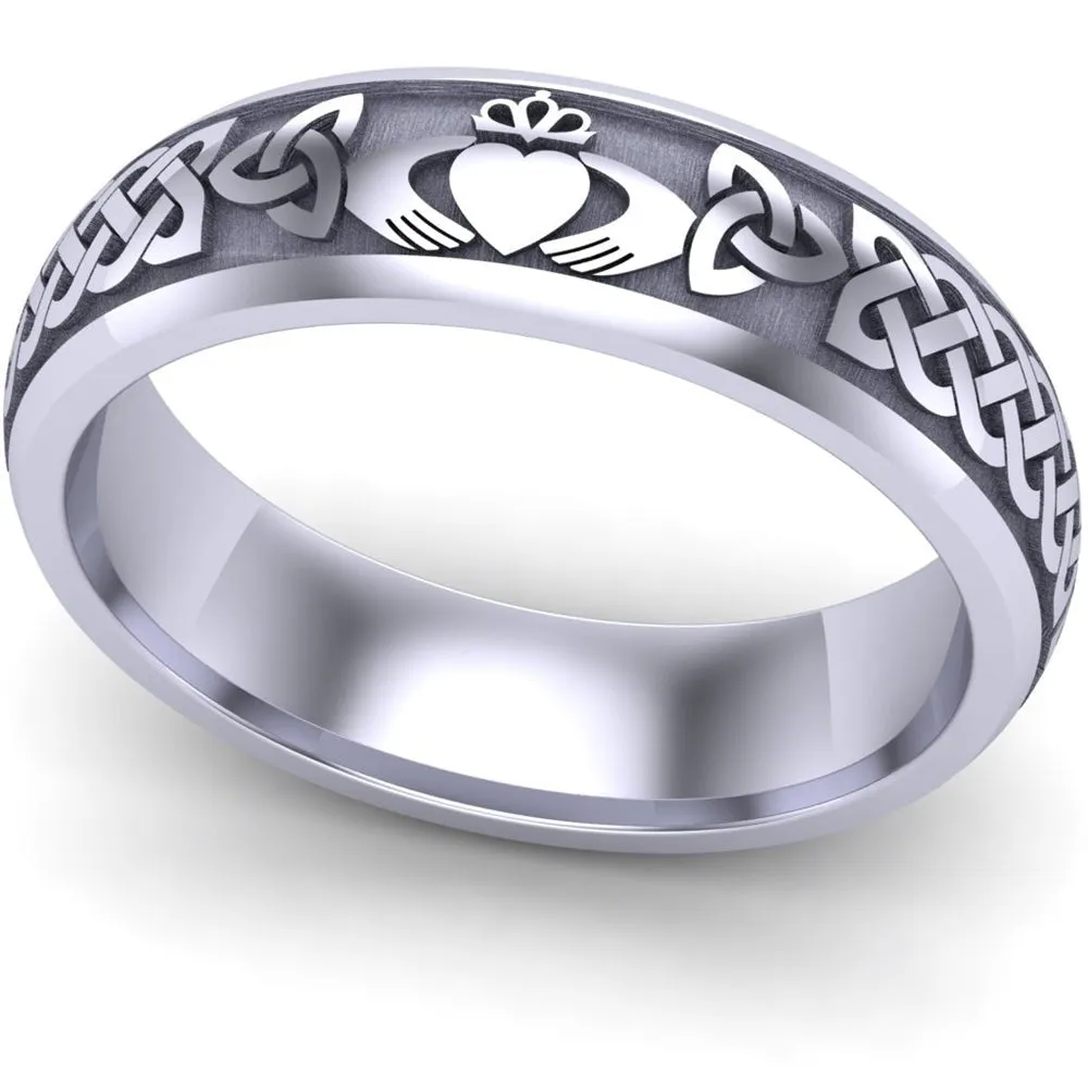 Claddagh Wedding Ring UCL1-14W6M - 14K White Gold