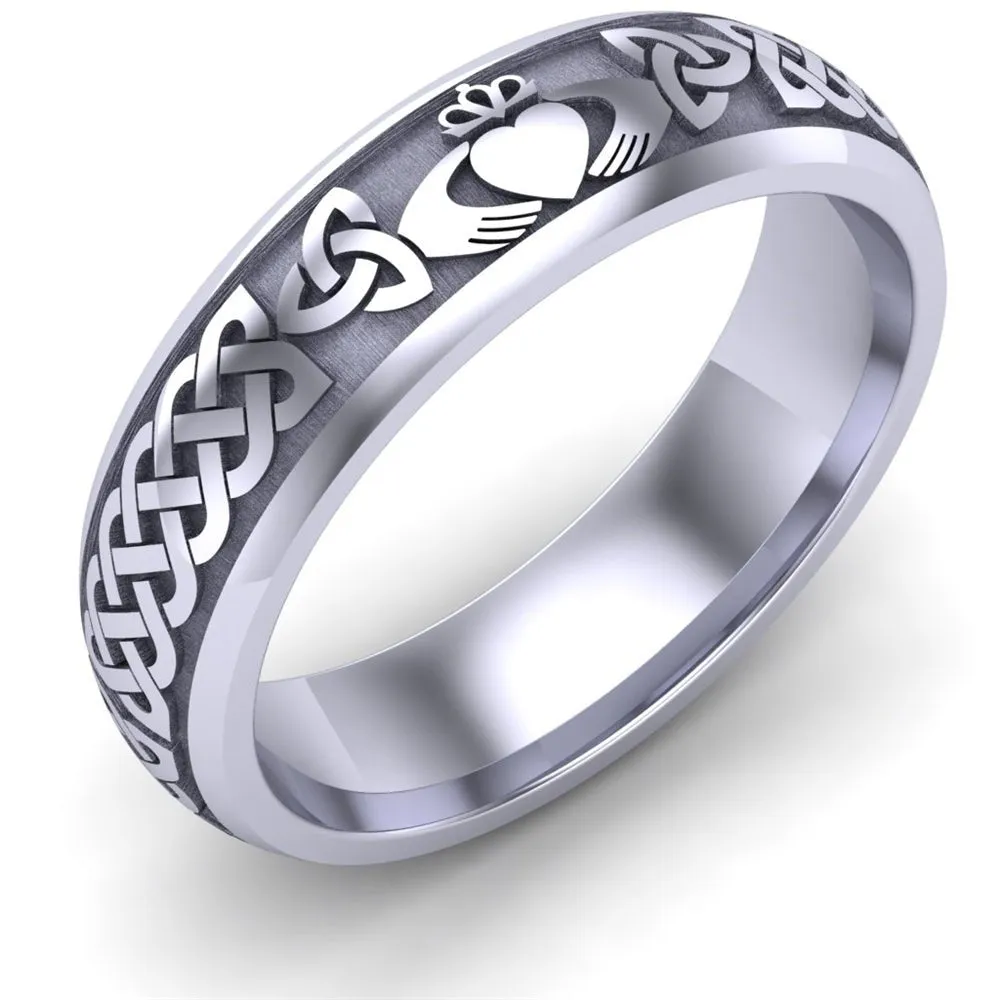 Claddagh Wedding Ring UCL1-14W6M - 14K White Gold