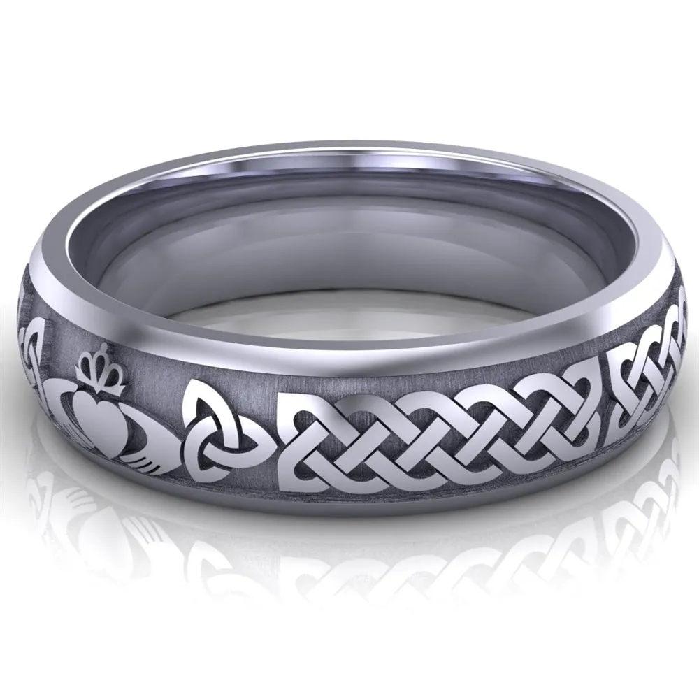 Claddagh Wedding Ring UCL1-14W6M - 14K White Gold