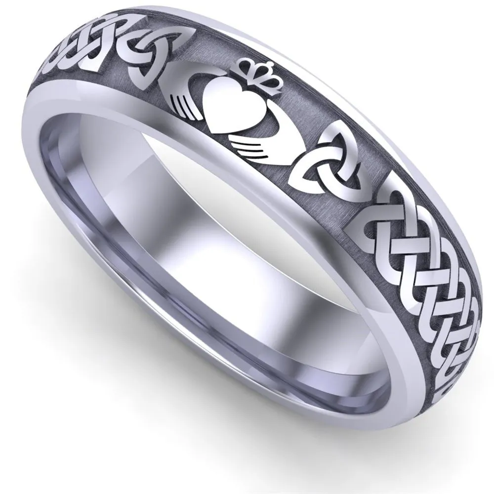 Claddagh Wedding Ring UCL1-14W6M - 14K White Gold