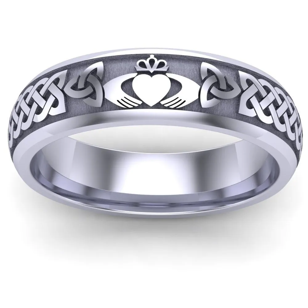 Claddagh Wedding Ring UCL1-14W6M - 14K White Gold