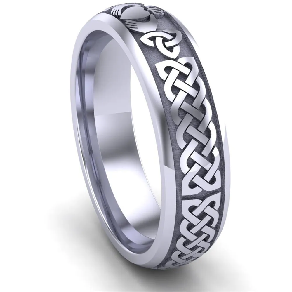 Claddagh Wedding Ring UCL1-14W6M - 14K White Gold