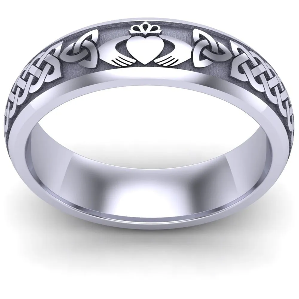 Claddagh Wedding Ring UCL1-14W6M - 14K White Gold