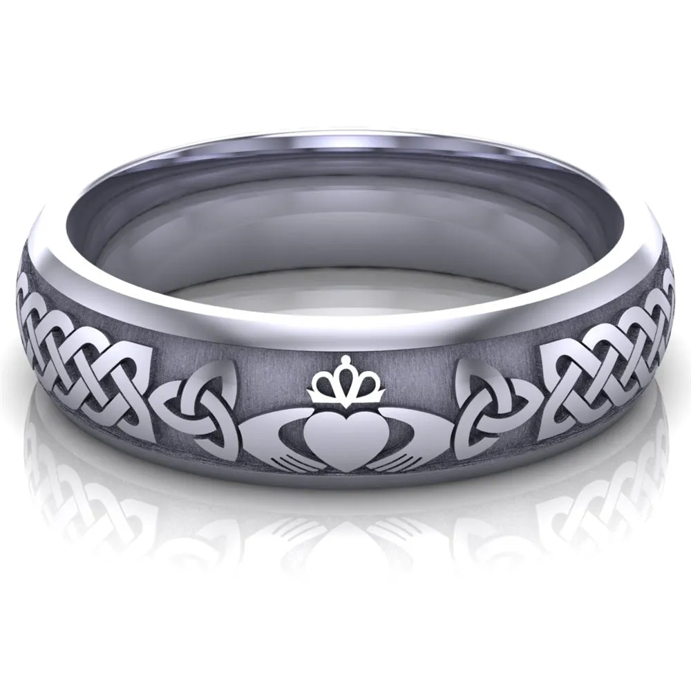 Claddagh Wedding Ring UCL1-14W6M - 14K White Gold