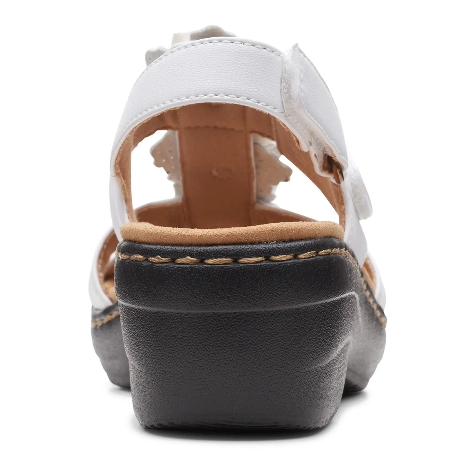 Clarks Women's Merliah Sheryl Heeled Sandal, White Synthetic/Leather Combi, 8.5
