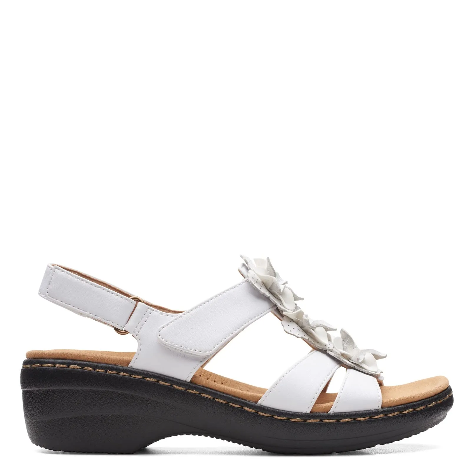 Clarks Women's Merliah Sheryl Heeled Sandal, White Synthetic/Leather Combi, 8.5