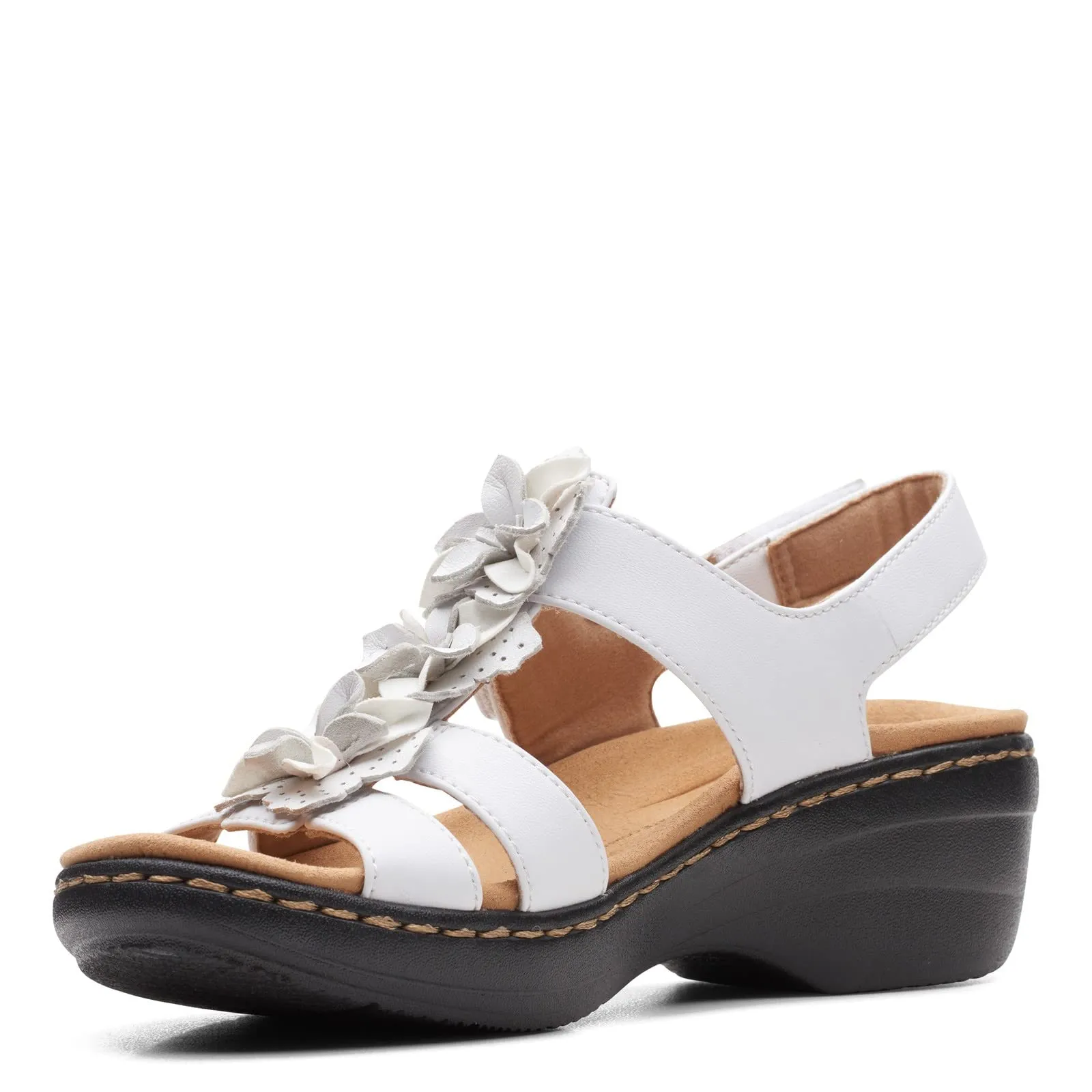 Clarks Women's Merliah Sheryl Heeled Sandal, White Synthetic/Leather Combi, 8.5