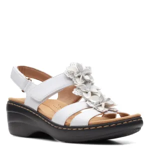 Clarks Women's Merliah Sheryl Heeled Sandal, White Synthetic/Leather Combi, 8.5