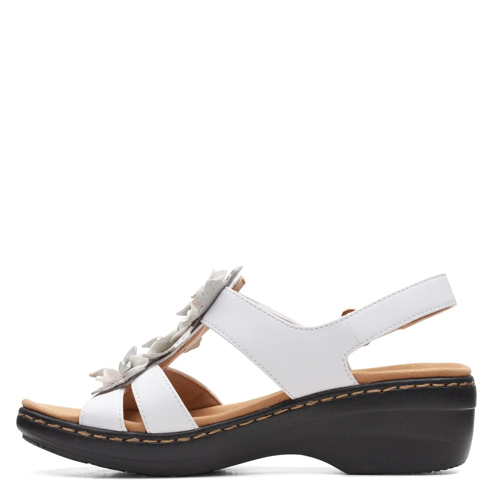 Clarks Women's Merliah Sheryl Heeled Sandal, White Synthetic/Leather Combi, 8.5