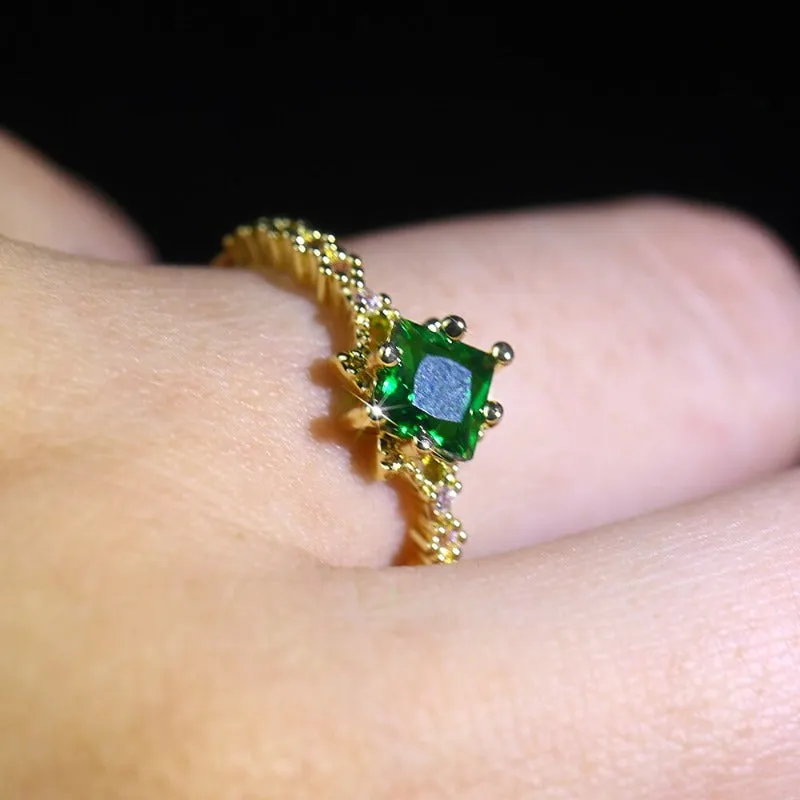 Classic Red Ruby Gemstone Ring Women Wedding Anniversary Jewelry