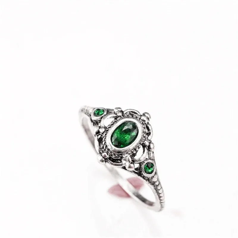 Classic Red Ruby Gemstone Ring Women Wedding Anniversary Jewelry