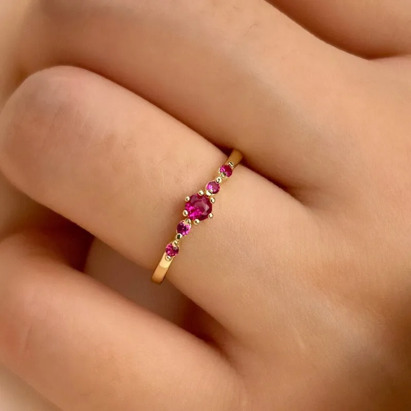 Classic Red Ruby Gemstone Ring Women Wedding Anniversary Jewelry