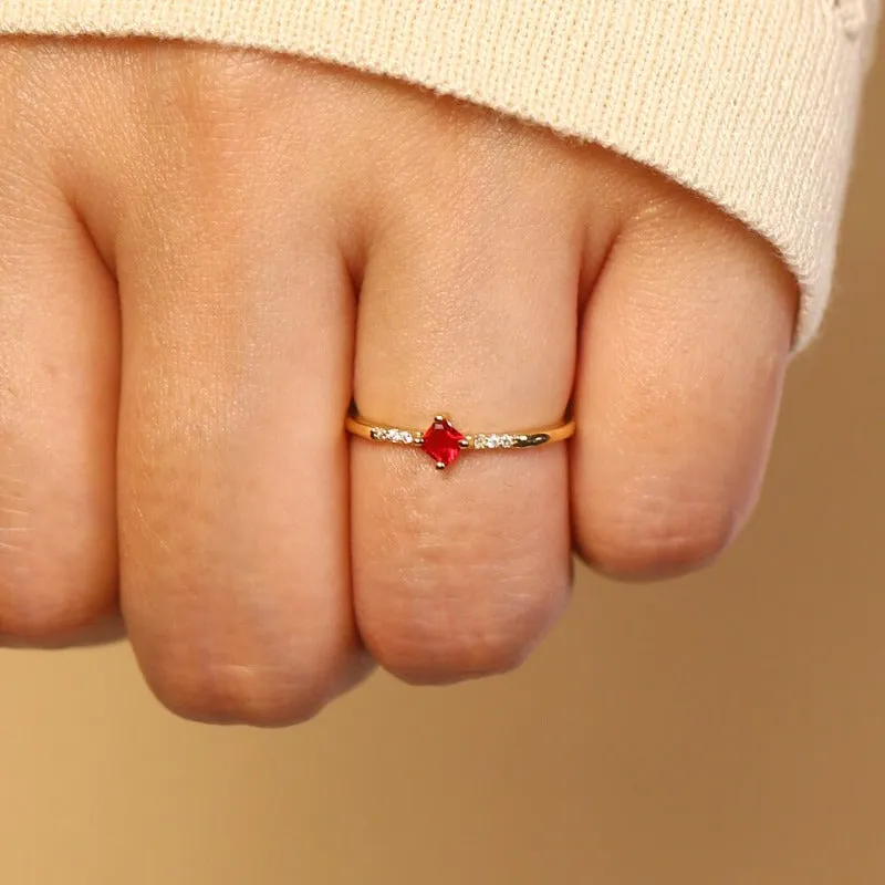 Classic Red Ruby Gemstone Ring Women Wedding Anniversary Jewelry