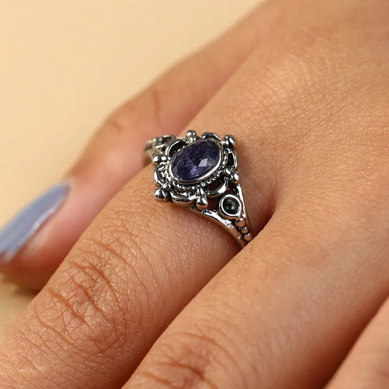 Classic Red Ruby Gemstone Ring Women Wedding Anniversary Jewelry