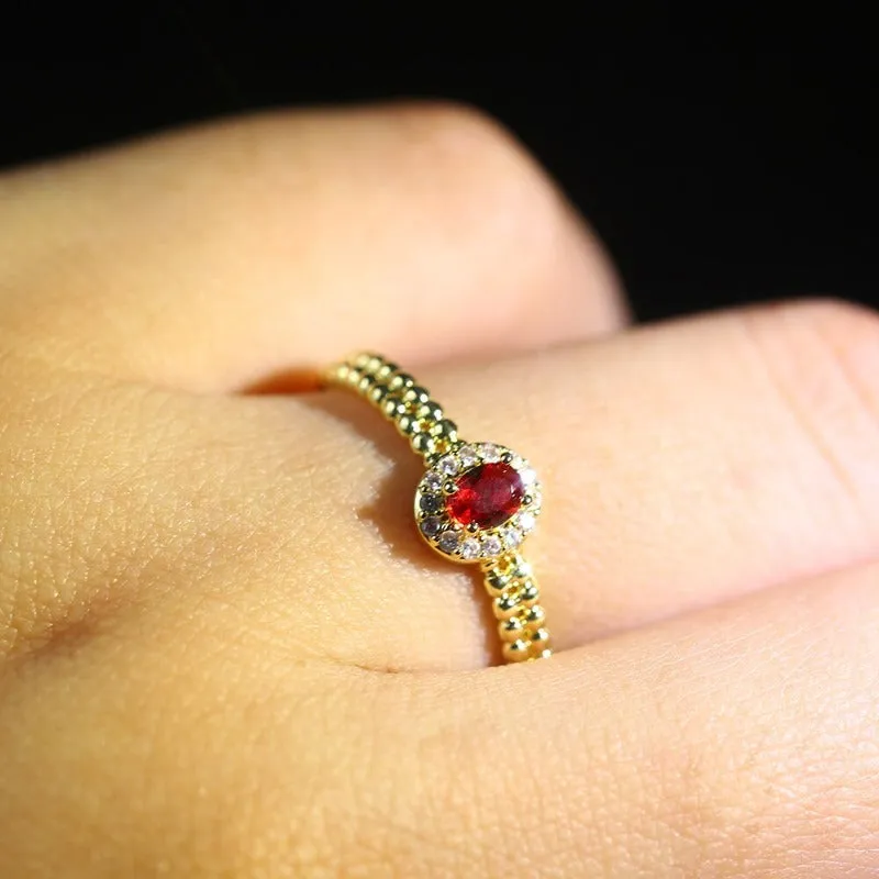 Classic Red Ruby Gemstone Ring Women Wedding Anniversary Jewelry