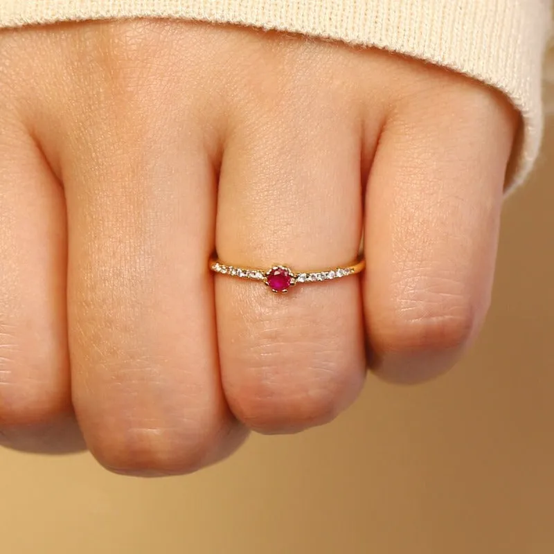 Classic Red Ruby Gemstone Ring Women Wedding Anniversary Jewelry