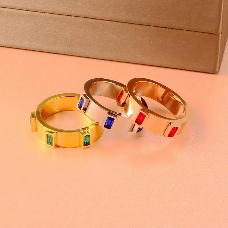 Classic Zircon Ring Stainess Steel for Woman Wedding Jewelry