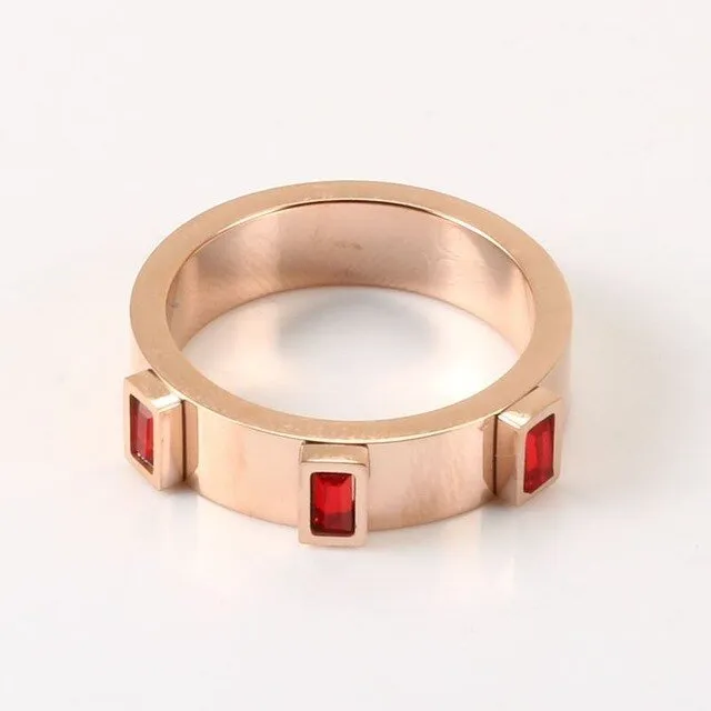 Classic Zircon Ring Stainess Steel for Woman Wedding Jewelry
