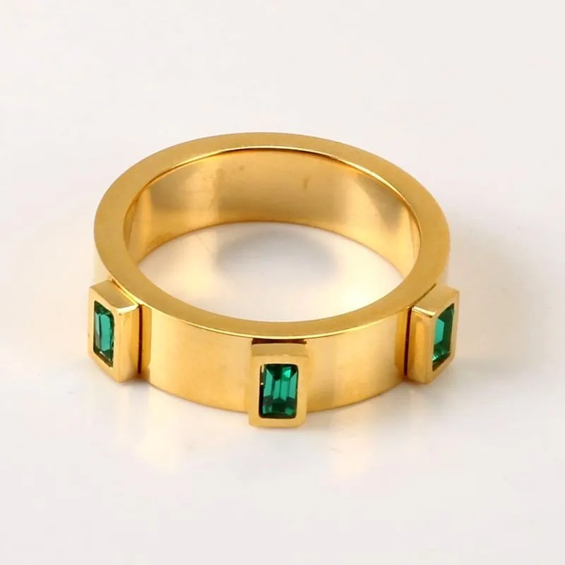 Classic Zircon Ring Stainess Steel for Woman Wedding Jewelry