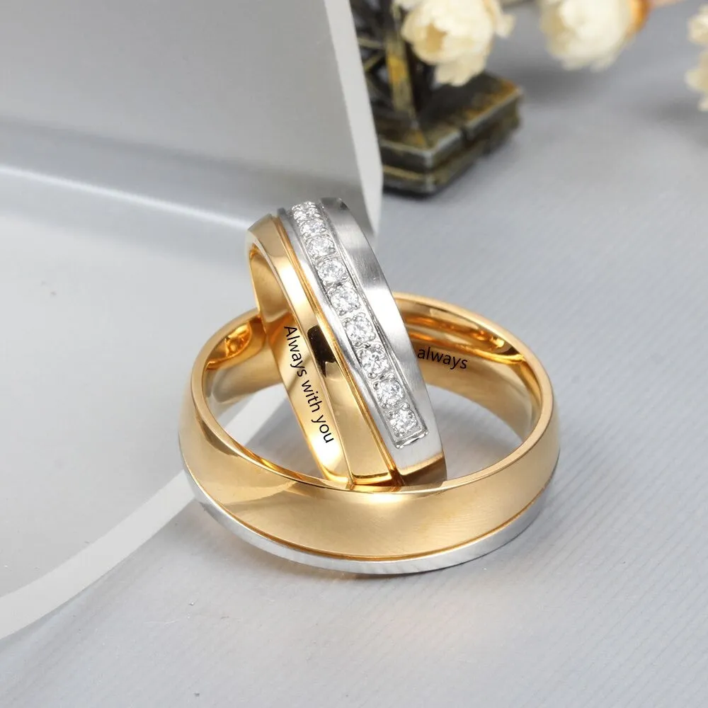 Customized Name Engraving Wedding Rings