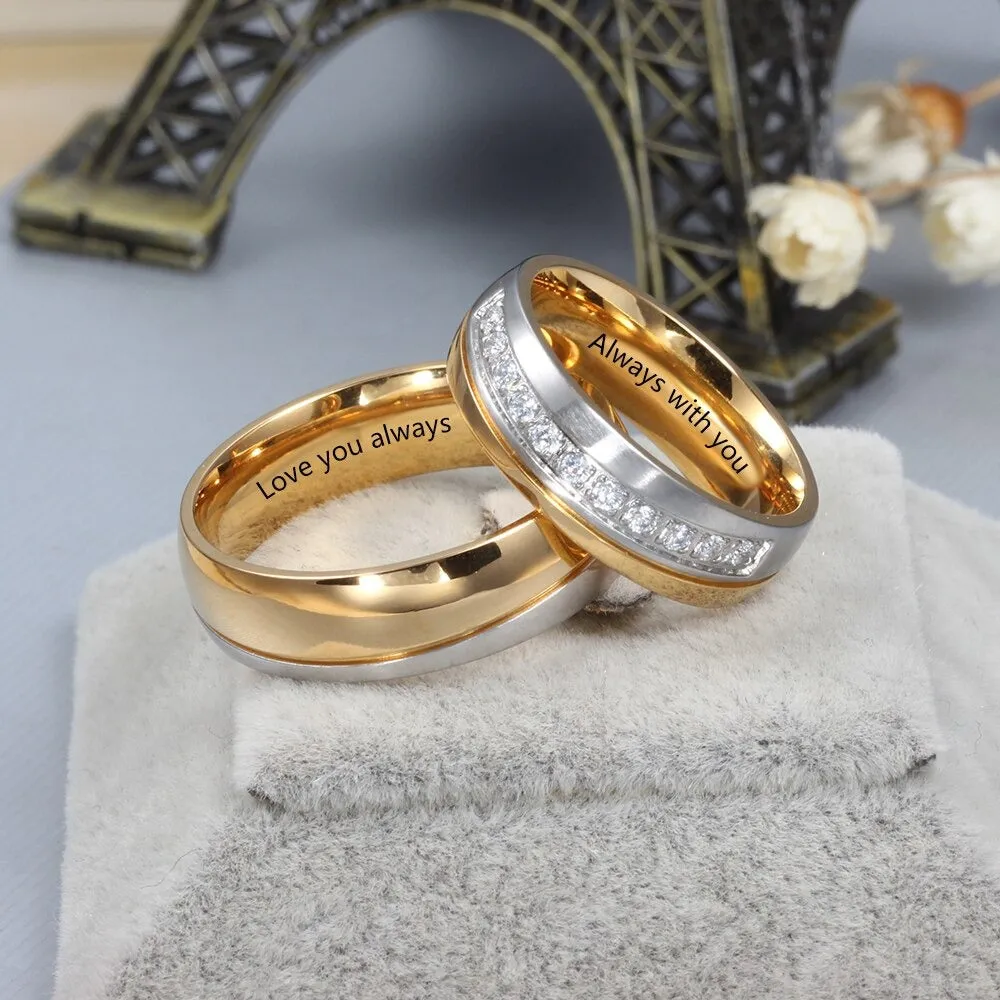 Customized Name Engraving Wedding Rings