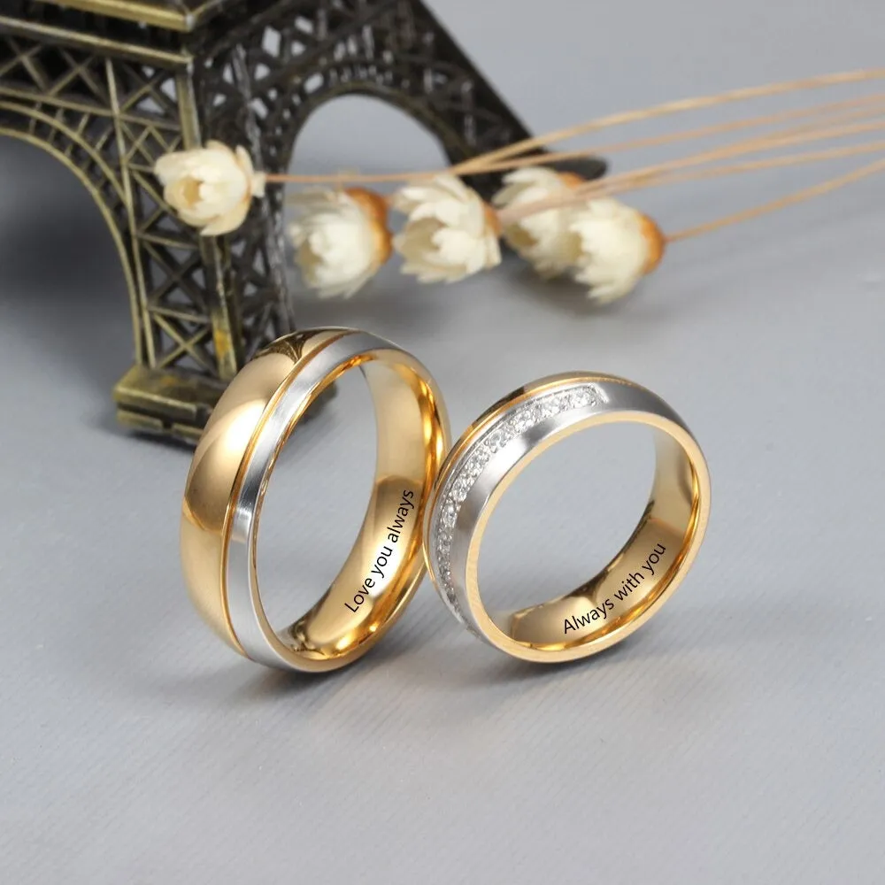 Customized Name Engraving Wedding Rings