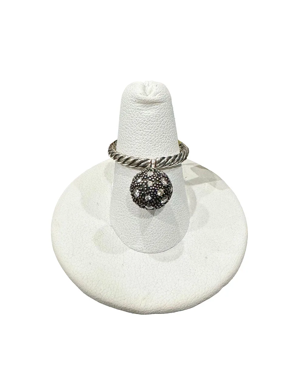 David Yurman 10mm Pave Ball Stackable Ring - Size 6(NWT)