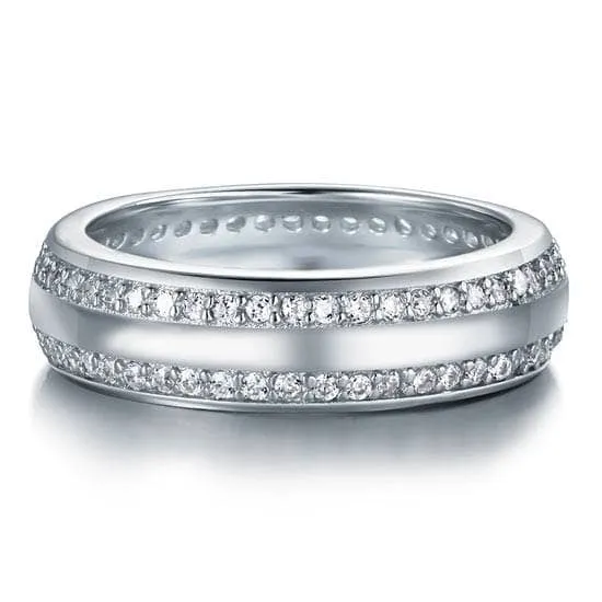 Double Row Pave Diamond Wedding Band