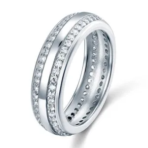 Double Row Pave Diamond Wedding Band