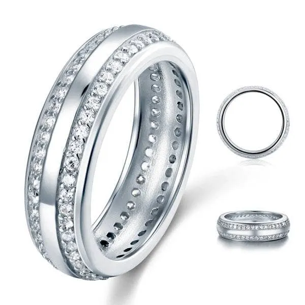 Double Row Pave Diamond Wedding Band